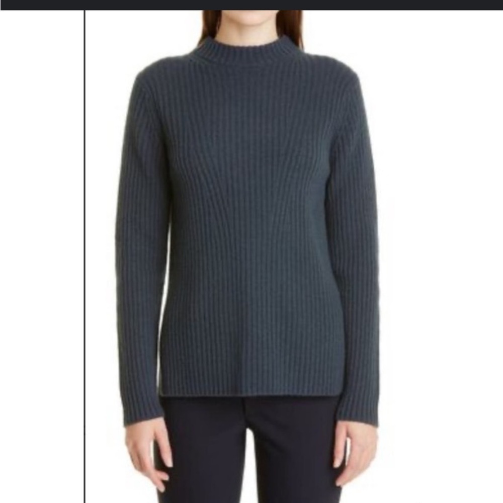 Vince crew neck ribbed cashmere wool pullover sweater blue size M
